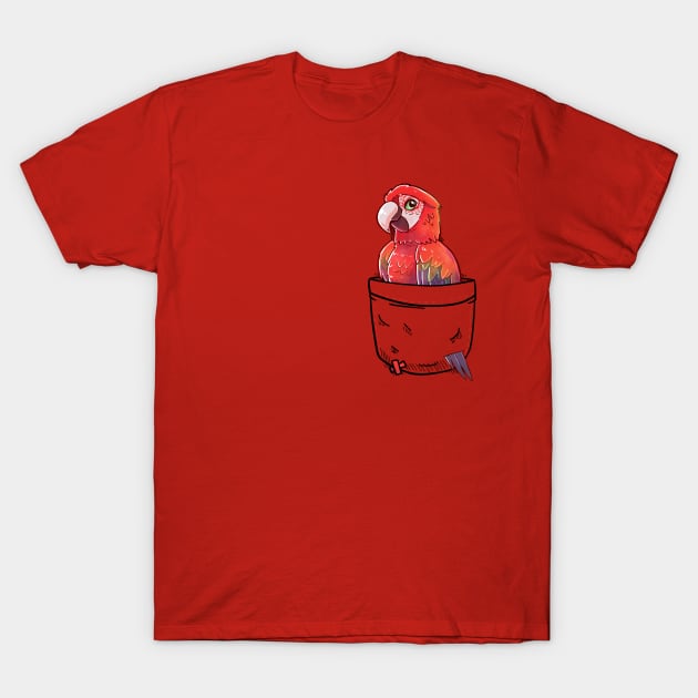 Pocket Cute Red Parrot T-Shirt by TechraPockets